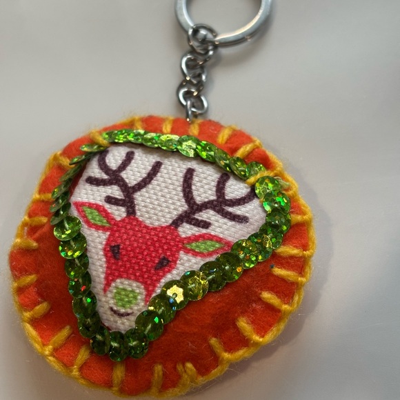Festive Reindeer Keychain with Sequins - Picture 3 of 4